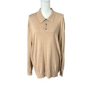 St. John’s bay tan brown collared sweater men’s 2xl cotton neutral preppy camel